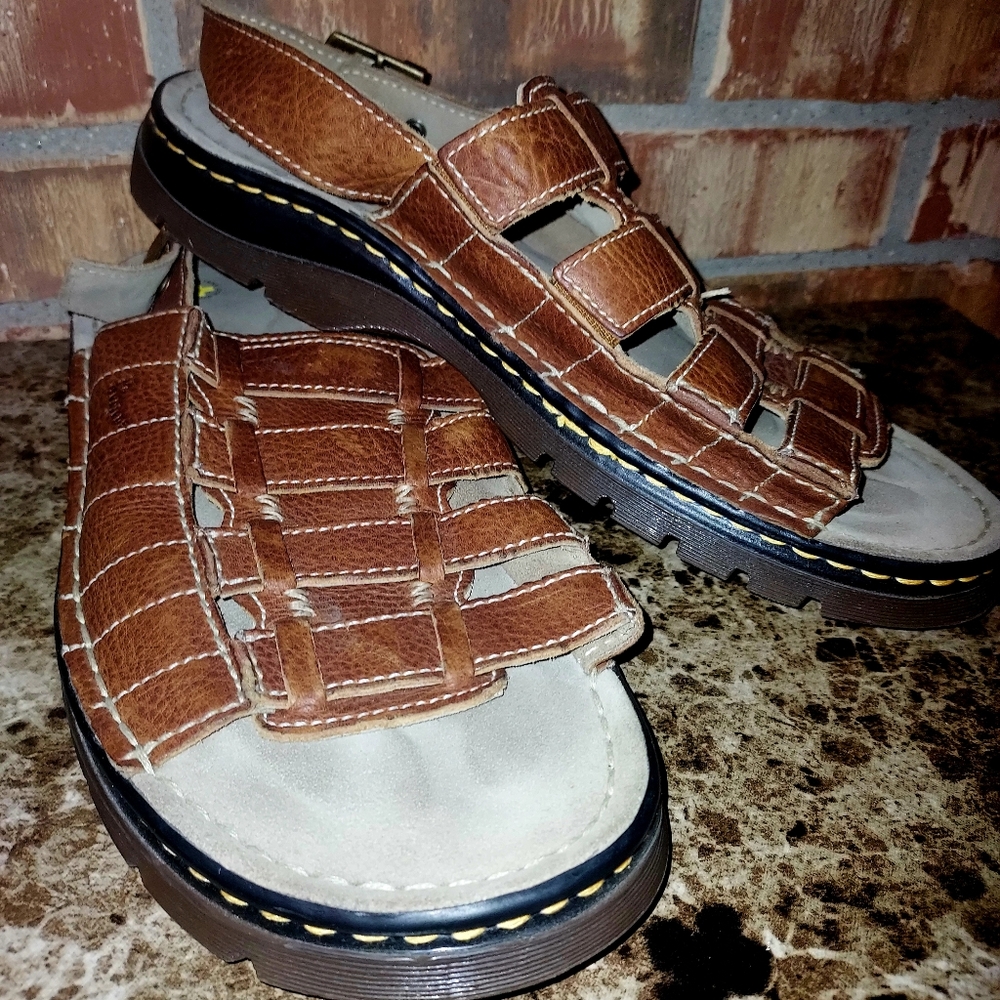 Dr. Martens Sandals Mens Slingback Fisherman Brown Leather Open Toe Excellent